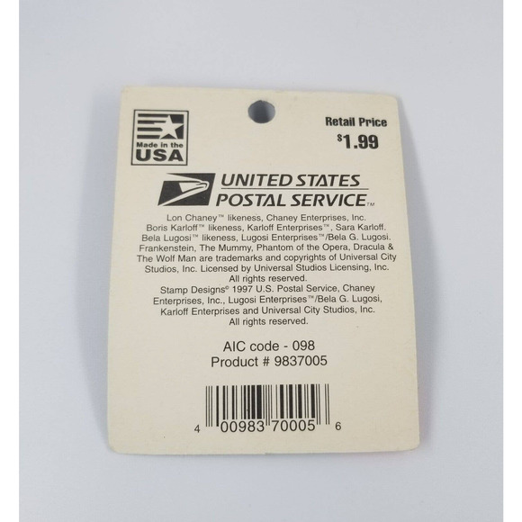 VTG 1997 Frankenstein Boris Karloff USPS Classic Monsters 32C USA Postage Stamp - Picture 4 of 4